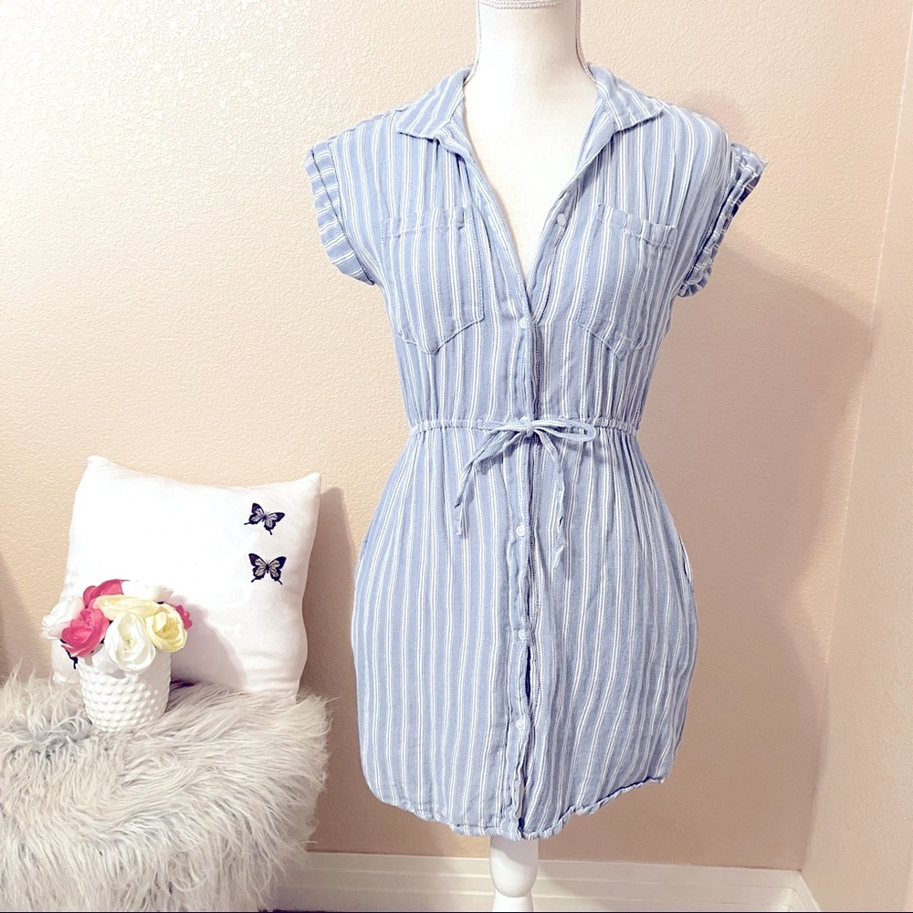 Japna striped collared dress pockets buttons xs